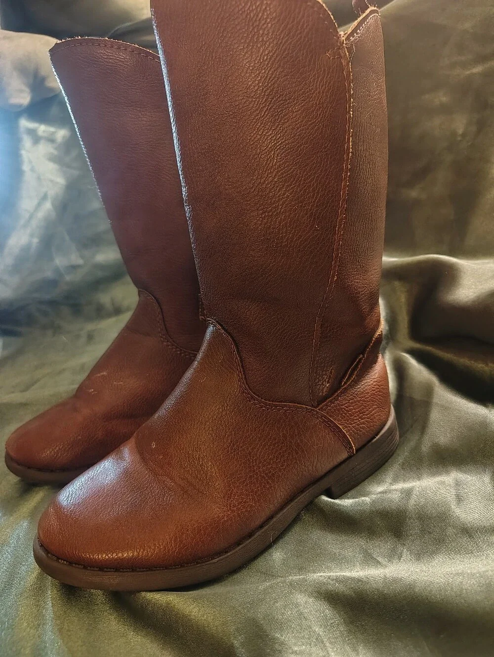 OshKosh B'gosh Girls Size 11 Brown Knee High Riding Boots Side Zip